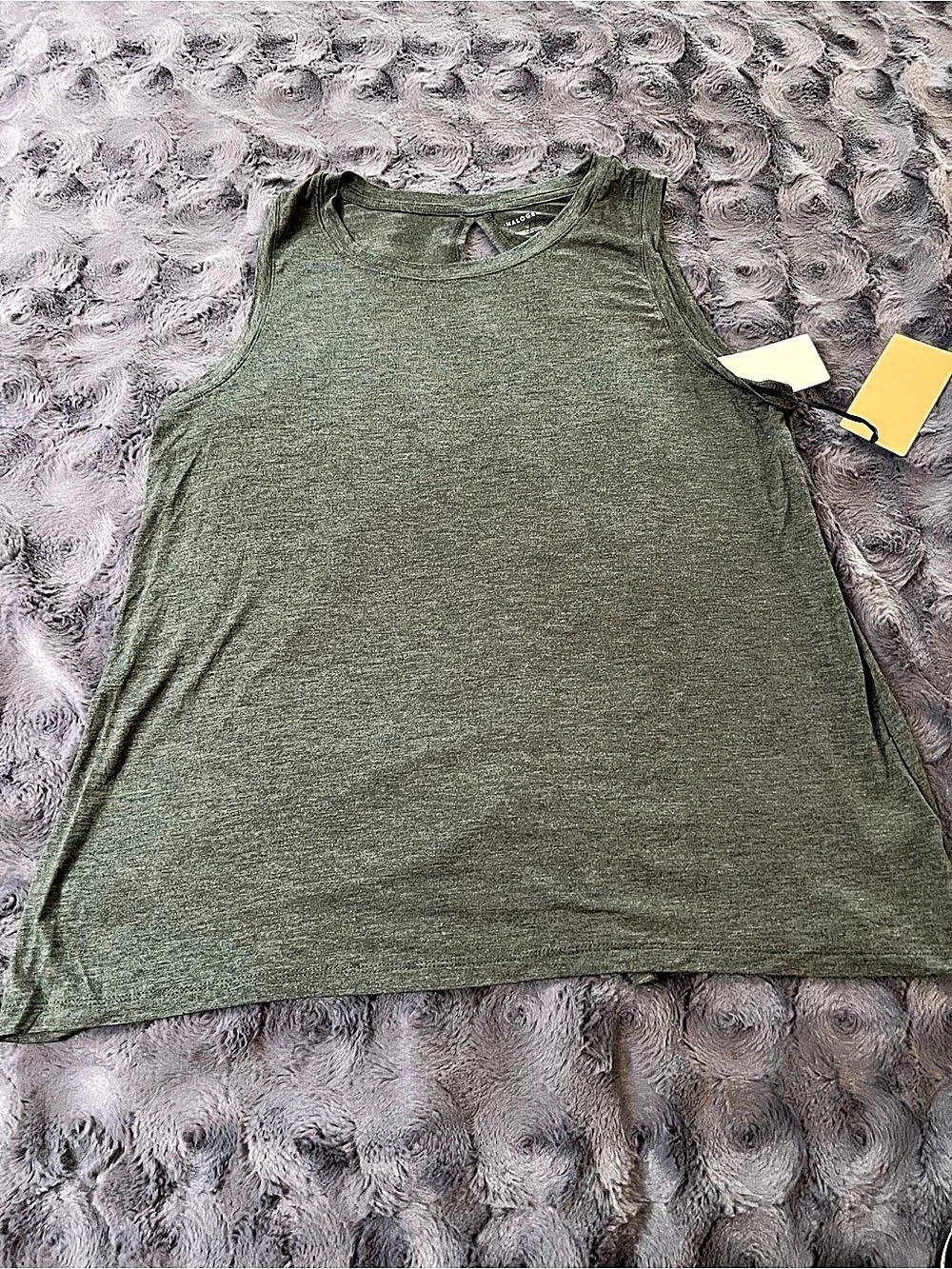 Halogen Back Keyhole Tank Gray Sleeveless Tank Top Large